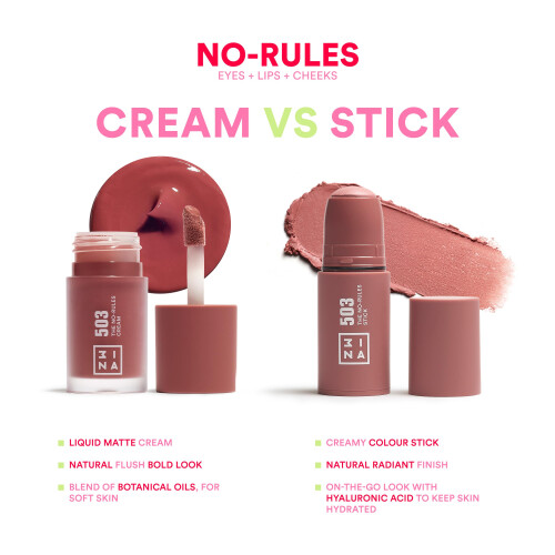 3INA - The No - Rules Stick 677 - Brown - Cream Blush Stick 2
