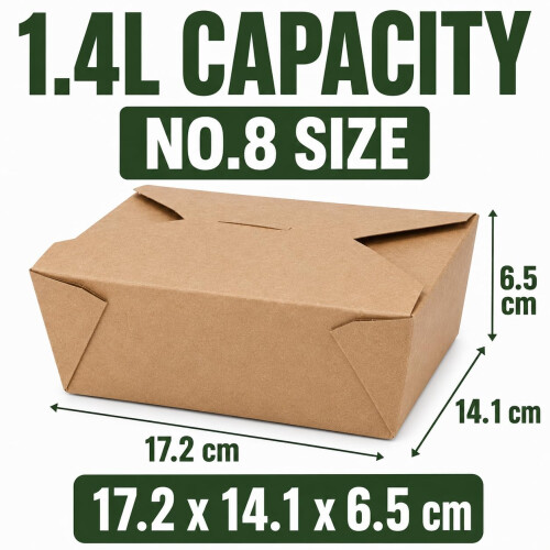 Signature Recyclable Kraft Takeaway Boxes No.8, 25 Pack, Rectangular 2