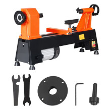 Torno de Madera 3/4 CV, 304 x 465 mm-Duoku-Modelo de Banco con 5 Velocidades Ajustables (650/1100/1600/2200/3200 rpm), Equipado con Llave