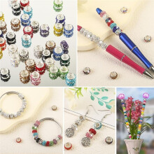 100 Pcs Large Hole Rhinestone Beads Mixed Colors Shiny Rhinestones Bead for DIY Beadable Pen Bracelet Jewelry Making A