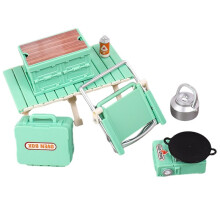 Miniature Camping Set for Kids - Foldable Table, Chairs, Stove Toy for Outdoor Adventure Pretend Green
