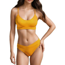 Sportowe Bikini Damskie Dwuczęściowy Strój Kąpielowy Żółty XL