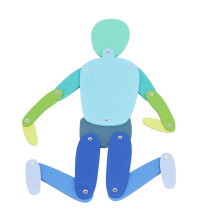 Holzfigur Strichmännchen Spiel Blau 30 Karten