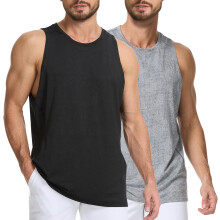 Męski Tank Top Bez Rękawów Na Siłownię 2 Sztuki Czarny Szary XL