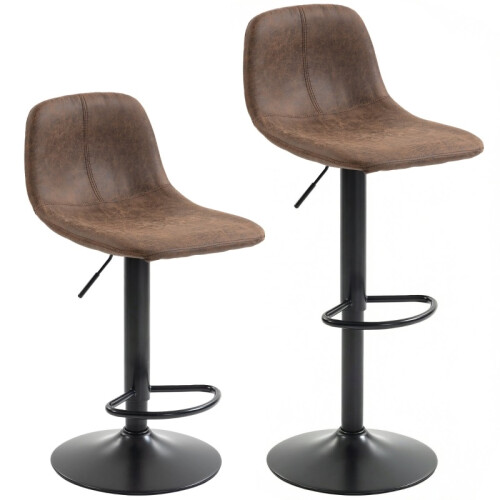 2-Pack Modern Swivel Bar Stools, Brown