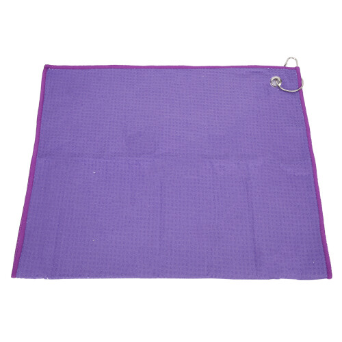 Golf Handtuch Mikrofaser Lila mit Karabiner