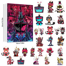 (Style H)Calendario de Navidad Hazbin Hotel con colgantes de acrílico de dibujos animados para intercambio de regalos