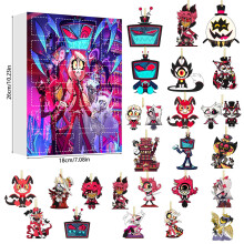 (Style C)Calendario de Navidad Hazbin Hotel con colgantes de acrílico de dibujos animados para intercambio de regalos