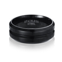 (Black, 12) Geometric Style Stainless Steel Ring With Electroplated For Finish Unisex