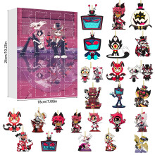 (Style I)Calendario de Navidad Hazbin Hotel con colgantes de acrílico de dibujos animados para regalo de intercambio