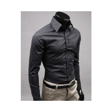 (# Black,Tag 5XL=US 3XL)Camisa de vestir para hombre juvenil sin acabado de hierro y diseño de manga larga para uso diario