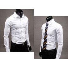 (# White,Tag M=US XS)Chemise habillée homme jeune sans finition fer et motif manches longues pour un usage quotidien