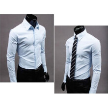 (# Light Blue,Tag XL=US M)Camicia elegante uomo giovane senza finitura ferro e design manica lunga per uso quotidiano