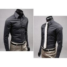 (# Black,Tag L=US S)Camicia elegante uomo giovane senza finitura ferro e design manica lunga per uso quotidiano