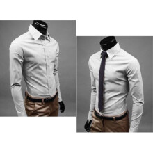 (# Light Gray,Tag M=US XS)Camicia elegante uomo giovane senza finitura ferro e design manica lunga per uso quotidiano