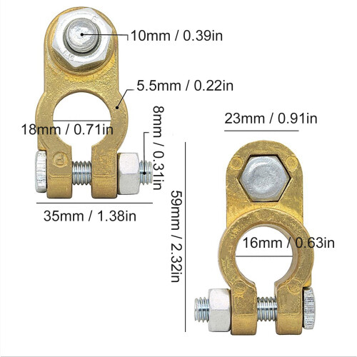 Batterieanschlüsse Messing 18mm 16mm Universell