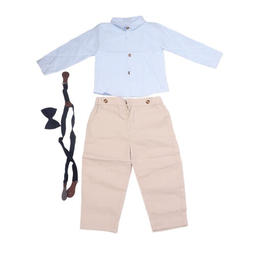 Jungen Anzug Langarm Hemd Blau 100cm Set 1