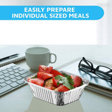 4set Disposable Takeaway Pan with Transparent Lid, Rectangular Aluminum Foil Tray, Tightly Sealed, 410ml Capacity