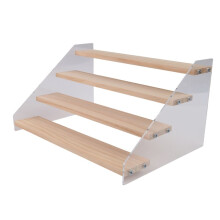 12In Spice Rack Organizer for Cabinet - Wooden 4Tier Display Stand -Space Saving Display Shelf Riser for Perfume Cupcake