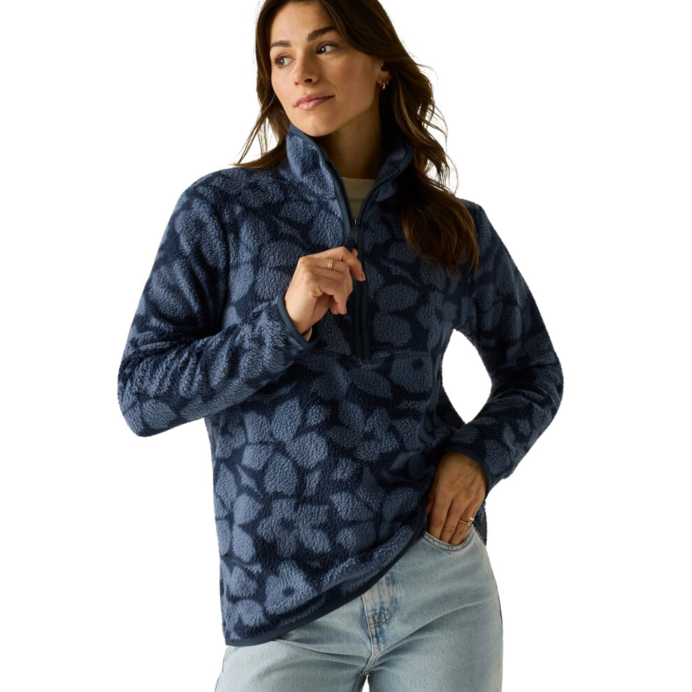 Regatta Women's Frankie Borg Half Zip Fleece Navy Shadow Floral Size 16 - Image 6