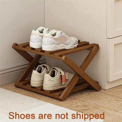 Bamboo Multi-Layer Folding Shoe Rack, Retractable Household Storage Shelf, Space-Saving Shoe Organizer,Dark Brown
