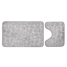 2pcs Bathroom Mat U Shaped Contour Toilet Rug Set Memory Foam Absorbent Machine Washable Floor Bathmat