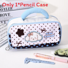 (Blue) Large Capacity Cartoon Pen Bag With Stylish Appearance Wearresistant For Polyester Teens