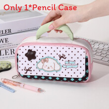(Pink) Large Capacity Cartoon Pen Bag With Stylish Appearance Wearresistant For Polyester Teens