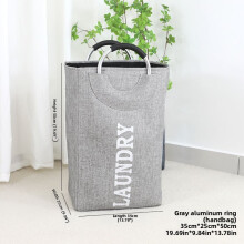 (Gray) And Linen Clothes Storage Container With Aluminum Ring Closet Handbag For