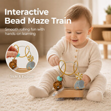 (Garden)Wooden Montessori Busy Board Multicolor Bead Tracks For Sensory Growth Cognitive