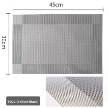 (Silver Black)Crossweave Gewebt Rutschfest Isolierung Tischset Abwaschbar Tischmatten für Zuhause Esszimmer
