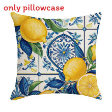 (Style D) Series Lemon Modern Summer Linen Throw Pillow Cover With Floral Print Home For Decor