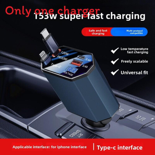 (Lightning) Fast Car Charger Charging With Adjustable Length And Typec For Interfaces Phones
