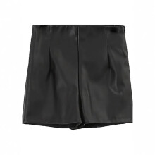(XL) Black Fashion Pu Leather Shorts For Women High Waist Basic For Autumn Style