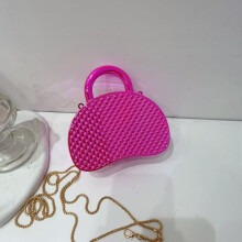 (Rose Red) Fashion Acrylic Mini Handbag With Chain Strap For Casual Children And Outings