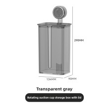 (Gray)Transparent Wall Mount Tissue Dispenser With Suction Cup For Bathroom And Use Kitchen