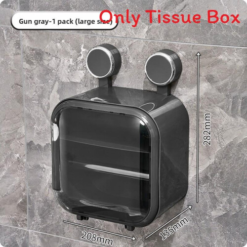 (Black Double)Waterproof Adhesive Tissue Box With Visible Window For Kitchen Restroom Storage