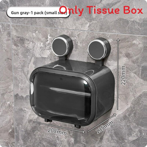 (Black Single)Waterproof Adhesive Tissue Box With Visible Window For Kitchen Storage Restroom