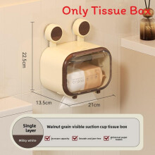 (Beige Single)Scatola Porta Fazzoletti Adesivo Impermeabile Con Finestra Visibile Per Cucina Bagno Stoccaggio