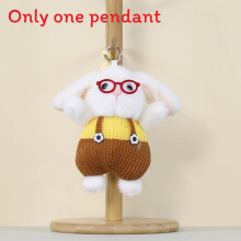 (Yellow)Cute Plush Rabbit Keyring With Glasses Design For Kids Gift And Bag Decor