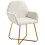 (Cream, Polyester) Modern Cream Upholstered Armchair with Metal Base 1