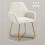 (Cream, Polyester) Modern Cream Upholstered Armchair with Metal Base 2