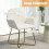 (Cream, Polyester) Modern Cream Upholstered Armchair with Metal Base 5