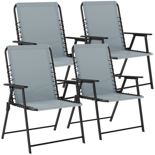Folding Garden Chairs Set of 4, Light Grey