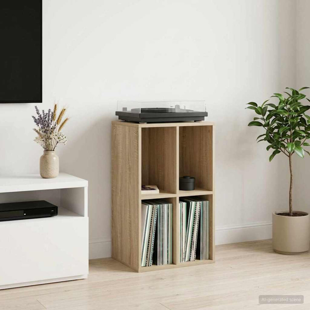 Vidaxl Braun Record Cabinet Sonoma Oak 44.5 X 36.5 X 74.5 Cm Engineered Wood - Image 2