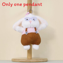 (Pink)Cute Plush Rabbit Keyring With Glasses Design For Kids Gift And Bag Decor