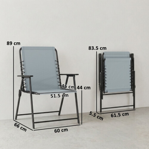 Folding Garden Chairs Set of 4, Light Grey 2