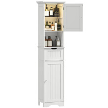 Slim Bathroom Storage Cabinet, with Sensor Lights - White