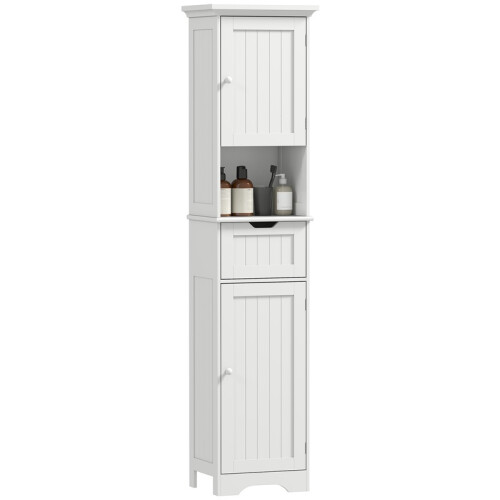 Slim Bathroom Storage Cabinet, with Sensor Lights - White 1