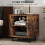 (Rustic Brown, Engineered Wood) Nordic Bedside Table with Sliding Doors 7